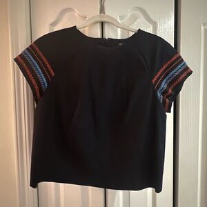 Brooks Brothers Blue and Orange Boxy Crop Blouse